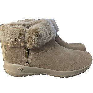 Skechers Goga Mat Air Cooled Gen 5 Women's  Size 8 Tan Suede Upper Faux Fur Trim